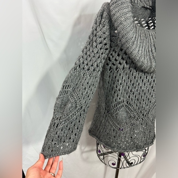 etoile isabel marant grey cowl neck crochet sweater size 2 - Picture 2 of 6